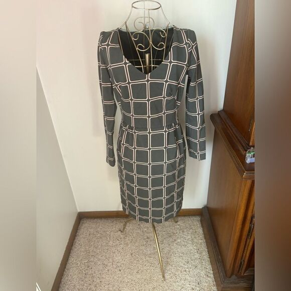 Boden green Eliza geometric long sleeve dress size 4 - Picture 1 of 10